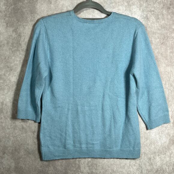 LouLou‎ Sweater Womens Medium Blue Wool Angora Cashmere Blend Knit Pullover NEW - Picture 4 of 8